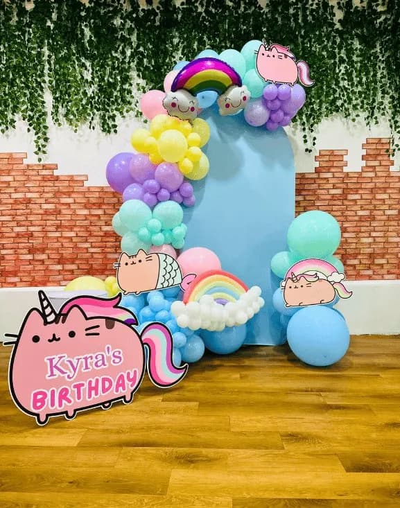 Character themed custom balloon arch at a Play Kingdoms birthday party in Kuala Lumpur