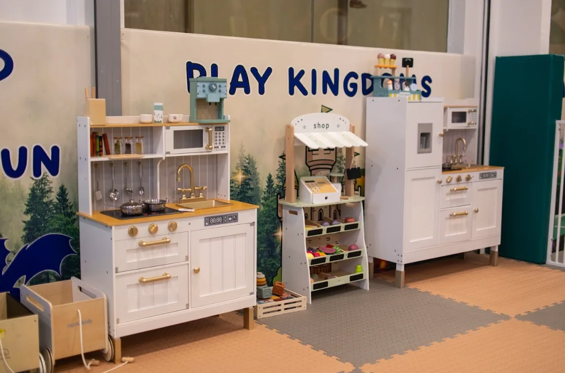 Toy kitchen and role-play area at Play Kingdoms